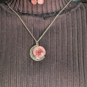 Parure lune argentée rose scintillante