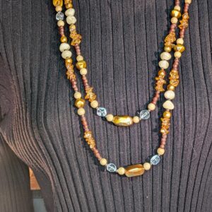 Collier double rang à perles multicolores