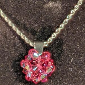 Collier fleur cristal rubis