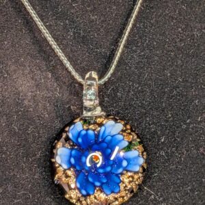 Pendentif fleur bleue scintillante