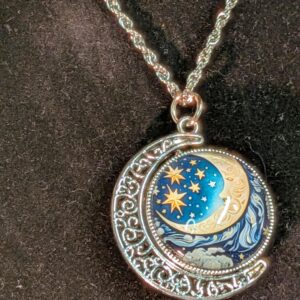 Collier lune étoiles dorées