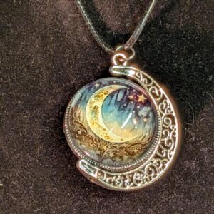 Collier lune céleste étoilée
