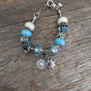 Bracelet Breloques Bleues Style Pandora