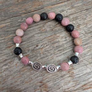 Bracelet Rhodonite et Spirales Argentées