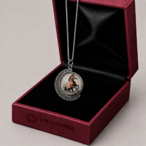 Collier Lune Cheval Argenté