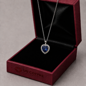 Collier Cœur Saphir Bleu